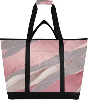 Rose Gold Texture Reusable Insulated Lunchbox Cooler Bag, Leakproof Kitchen Grocery Bag Collapsible Portable Cooler Tote Bag for Picnic, Camping, Office, Travel