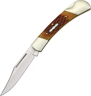Rough Ryder Folding Hunter Amber Bone