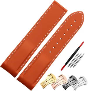 Rubber Watch Strap 20mm 22mm Silicone Watchband Suitable for Omega Watch Band Folding Clasp Curved End Wristwatches Belt
