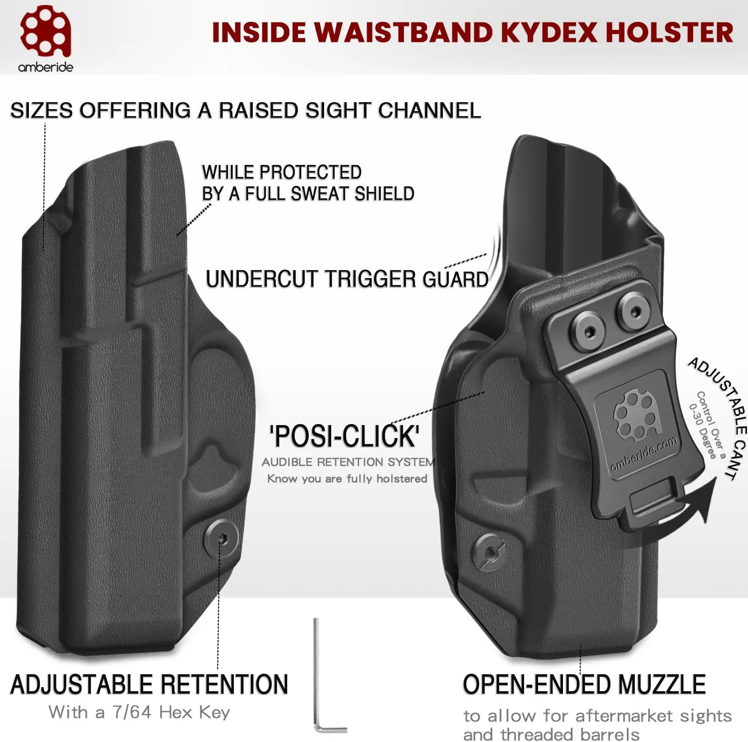 Ruger EC9S Holster LC9S Holster IWB Kydex Fit: Ruger EC9S / LC9S / LC9 / LC380 Pistol – Inside Waistband Concealed Carry – Adjustable Cant & 'Posi-Click' Retention – No Wear - No Jitter - Made in USA