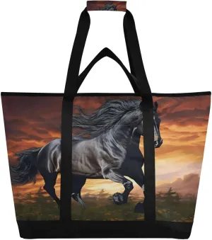 Running Herds of Horses Reusable Insulated Lunchbox Cooler Bag, Leakproof Kitchen Grocery Bag Collapsible Portable Cooler Tote Bag for Picnic, Camping, Office, Travel