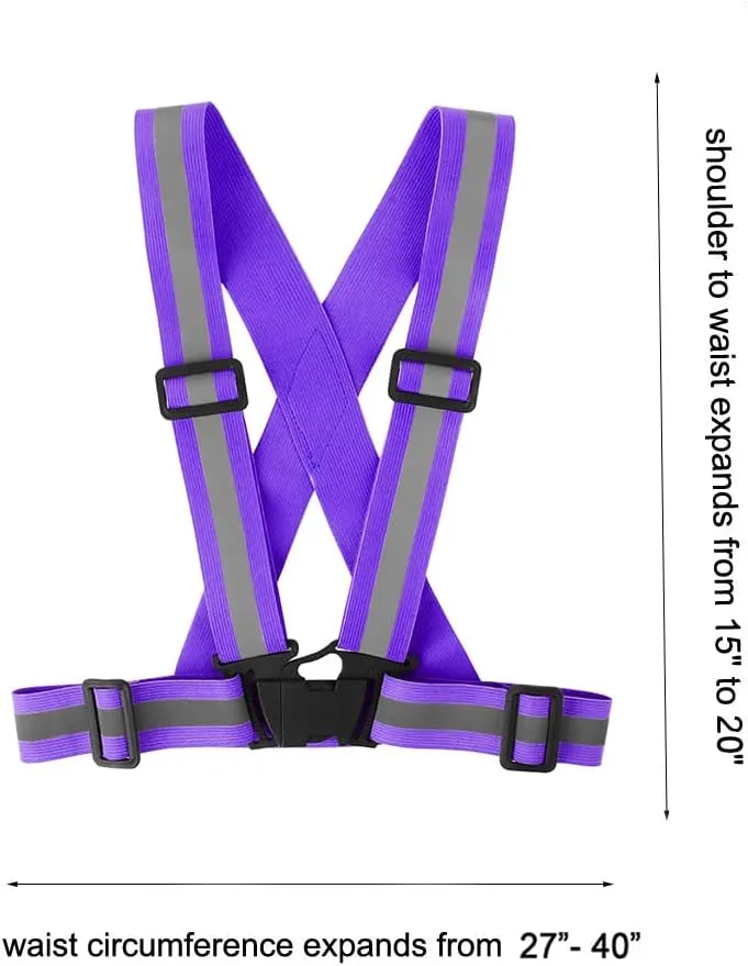 Running Reflective Vest Gear 3 Pack, Adjustable Safety Vest High Visible Reflective Belt Straps Night Walking Vest