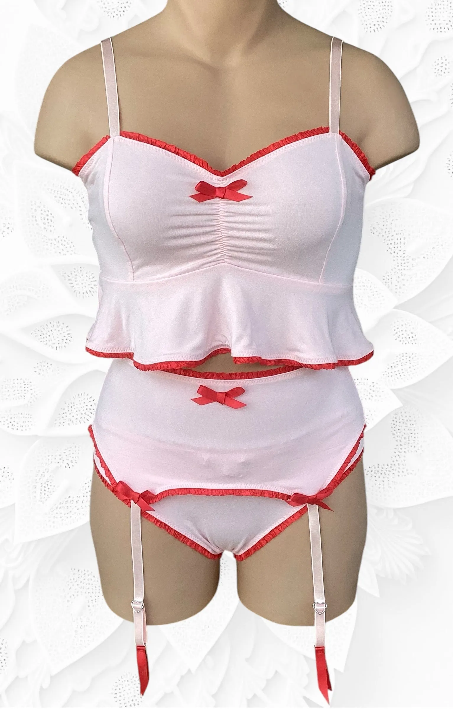 Ruthie garter belt in Petal Pink