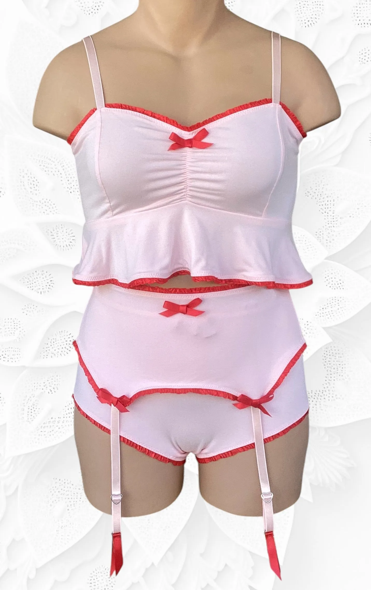 Ruthie garter belt in Petal Pink