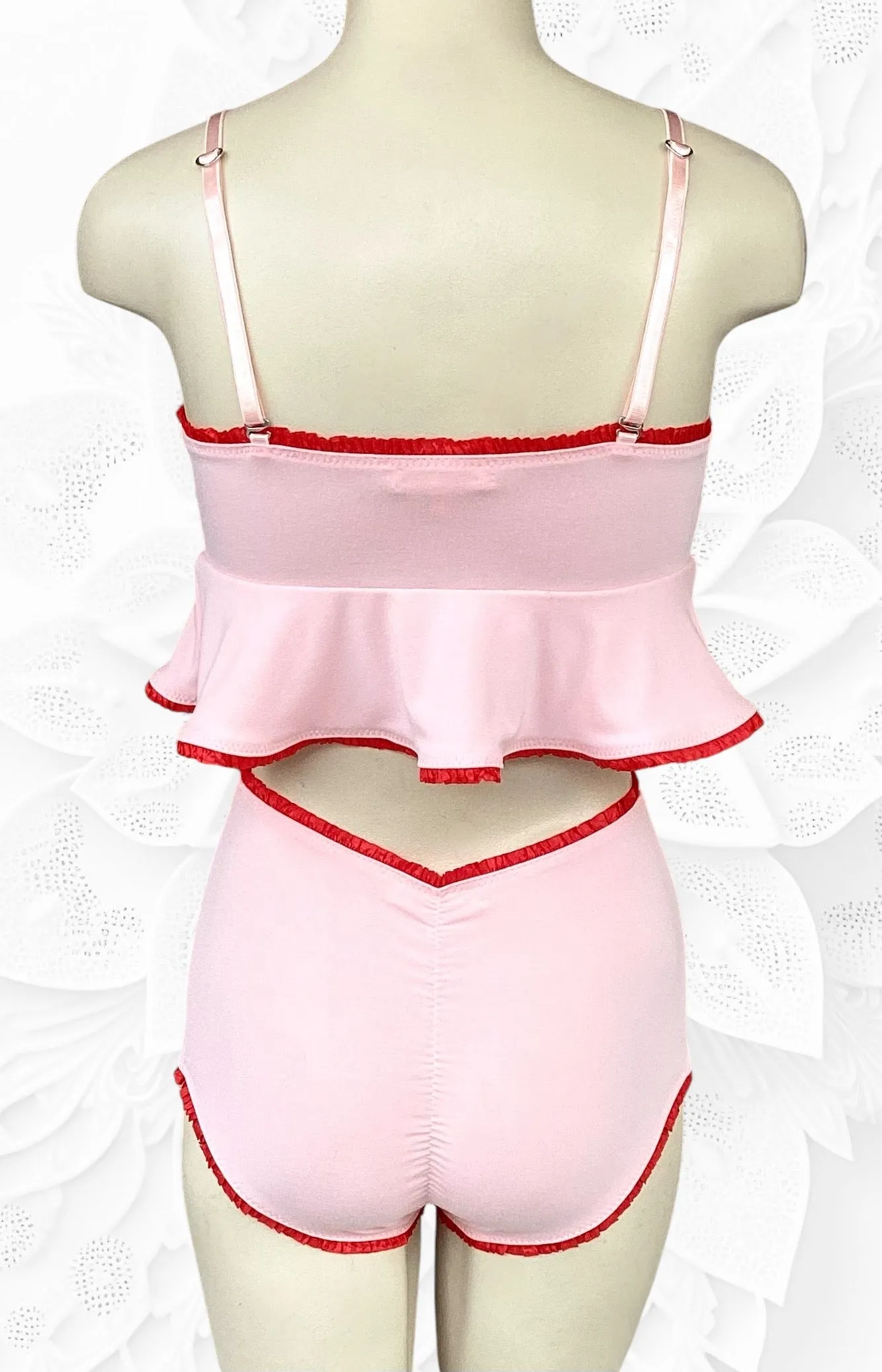Ruthie garter belt in Petal Pink