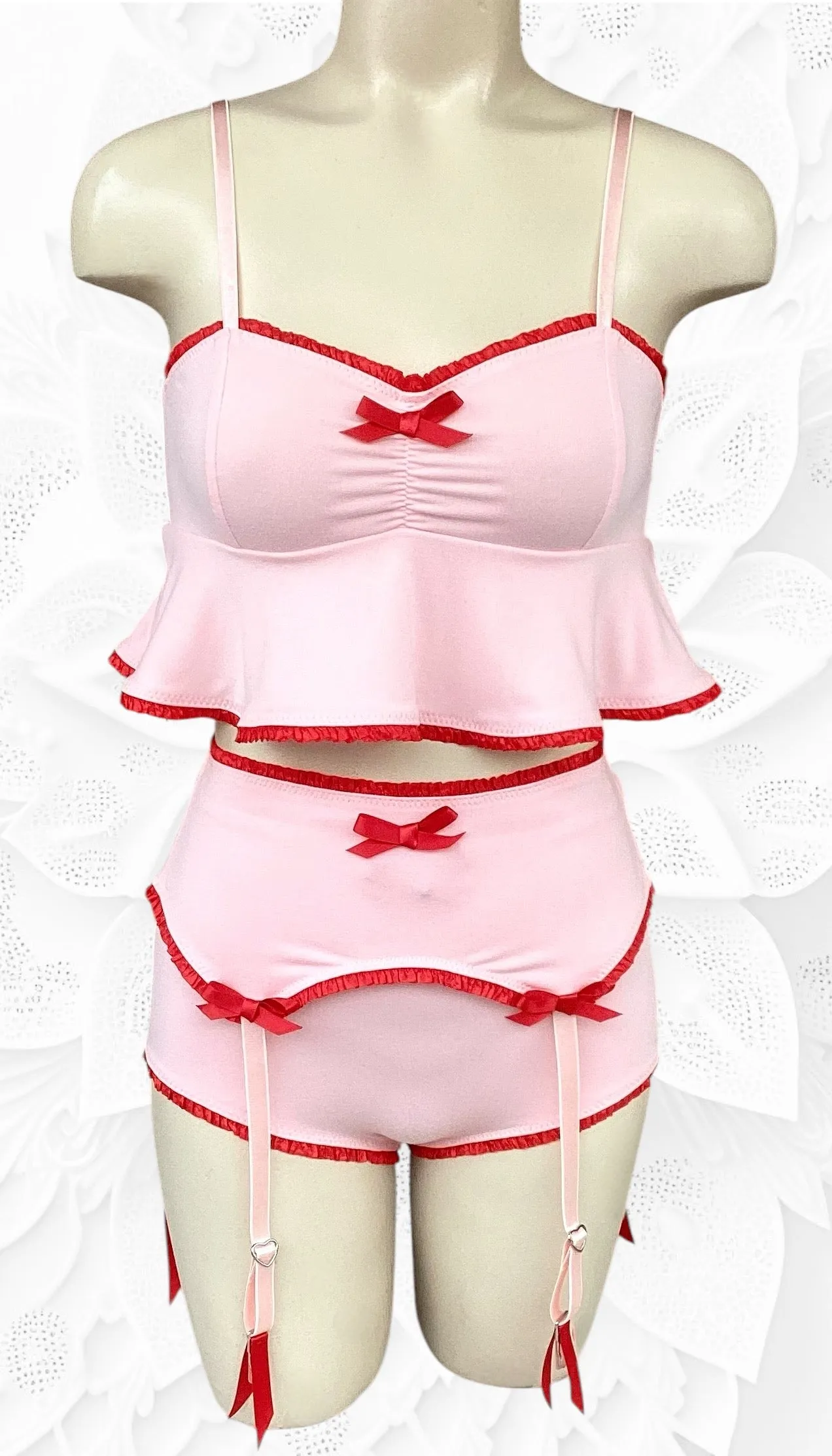 Ruthie garter belt in Petal Pink