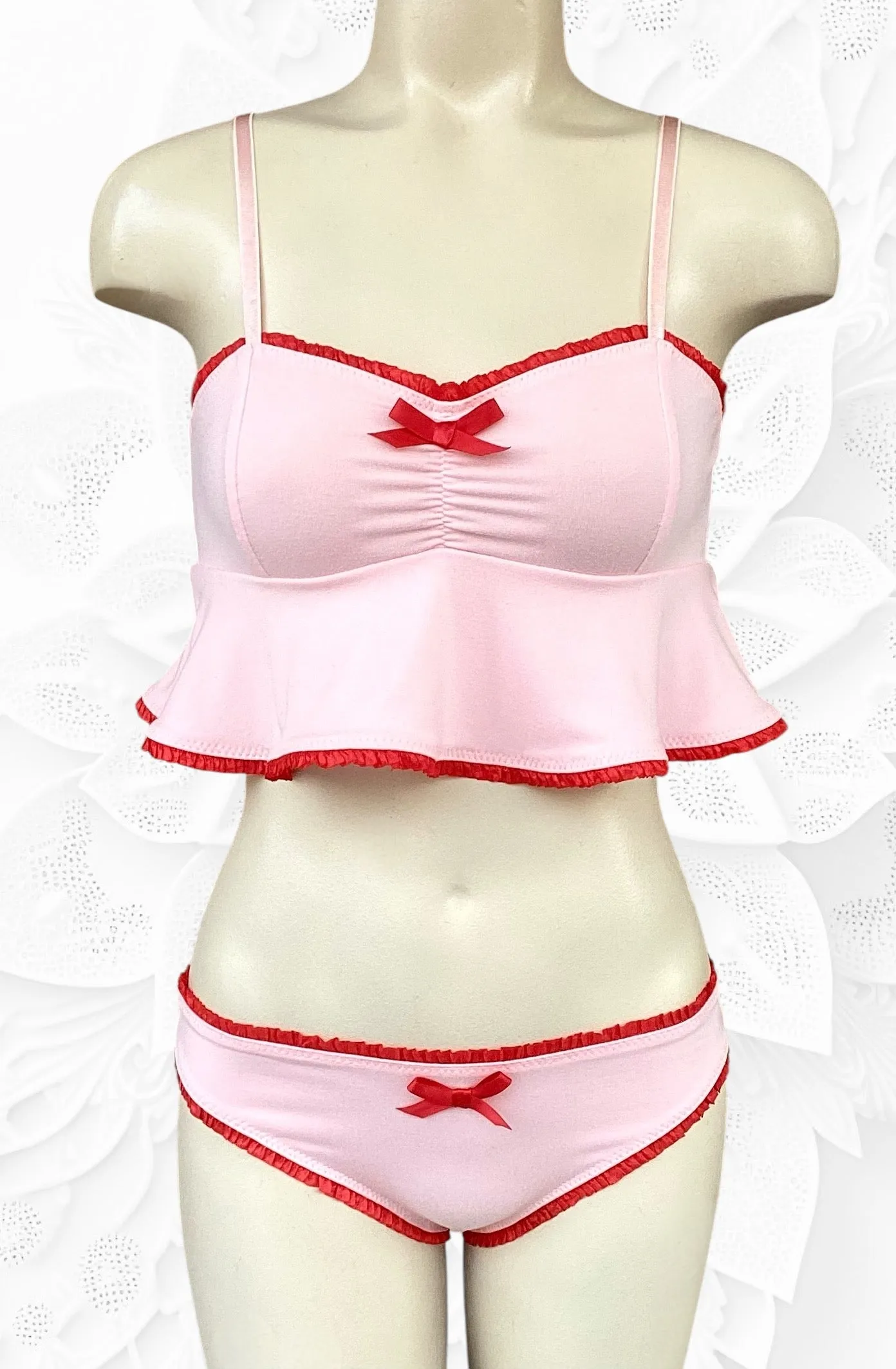 Ruthie garter belt in Petal Pink