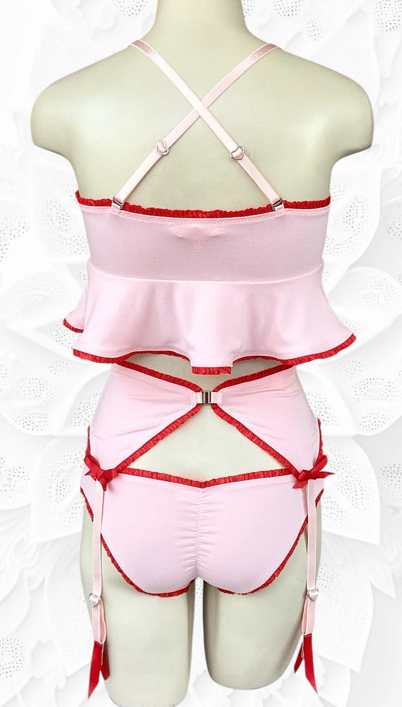 Ruthie garter belt in Petal Pink