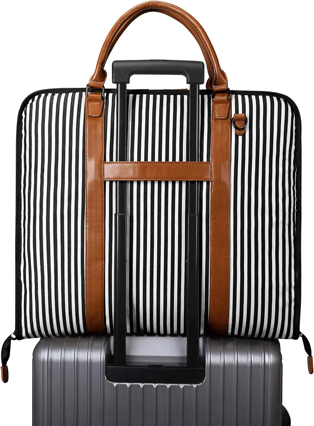 S-ZONE Carry on Garment Bag for Business Travel Canvas Leather Men Suit Cover