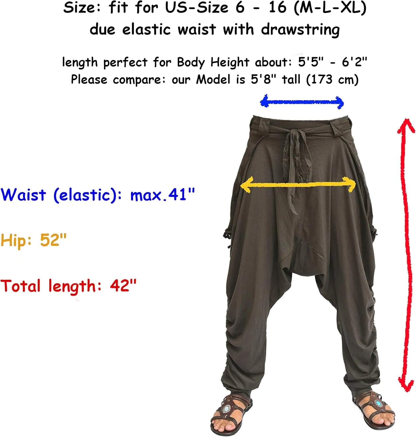 Sakoonee Women Men Baggy Harem Pants Lounge Trousers Palazzo Dhoti Style 2 Pockets Cotton