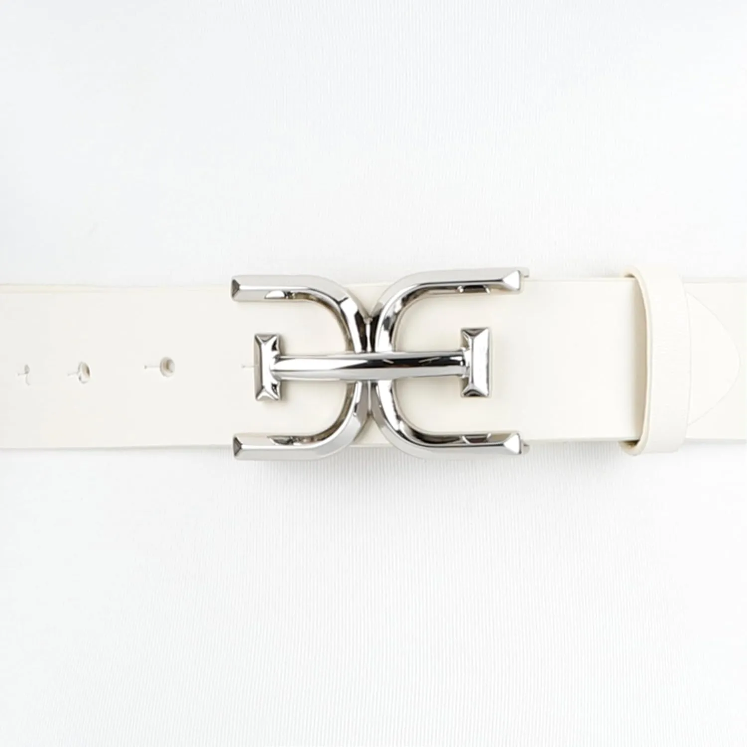 Sam Edelman Women's Casual Double-E Logo Plaque Buckle Leather Belt for Jeans and Trousers