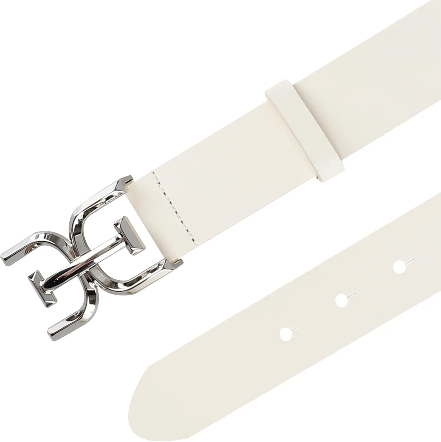 Sam Edelman Women's Casual Double-E Logo Plaque Buckle Leather Belt for Jeans and Trousers