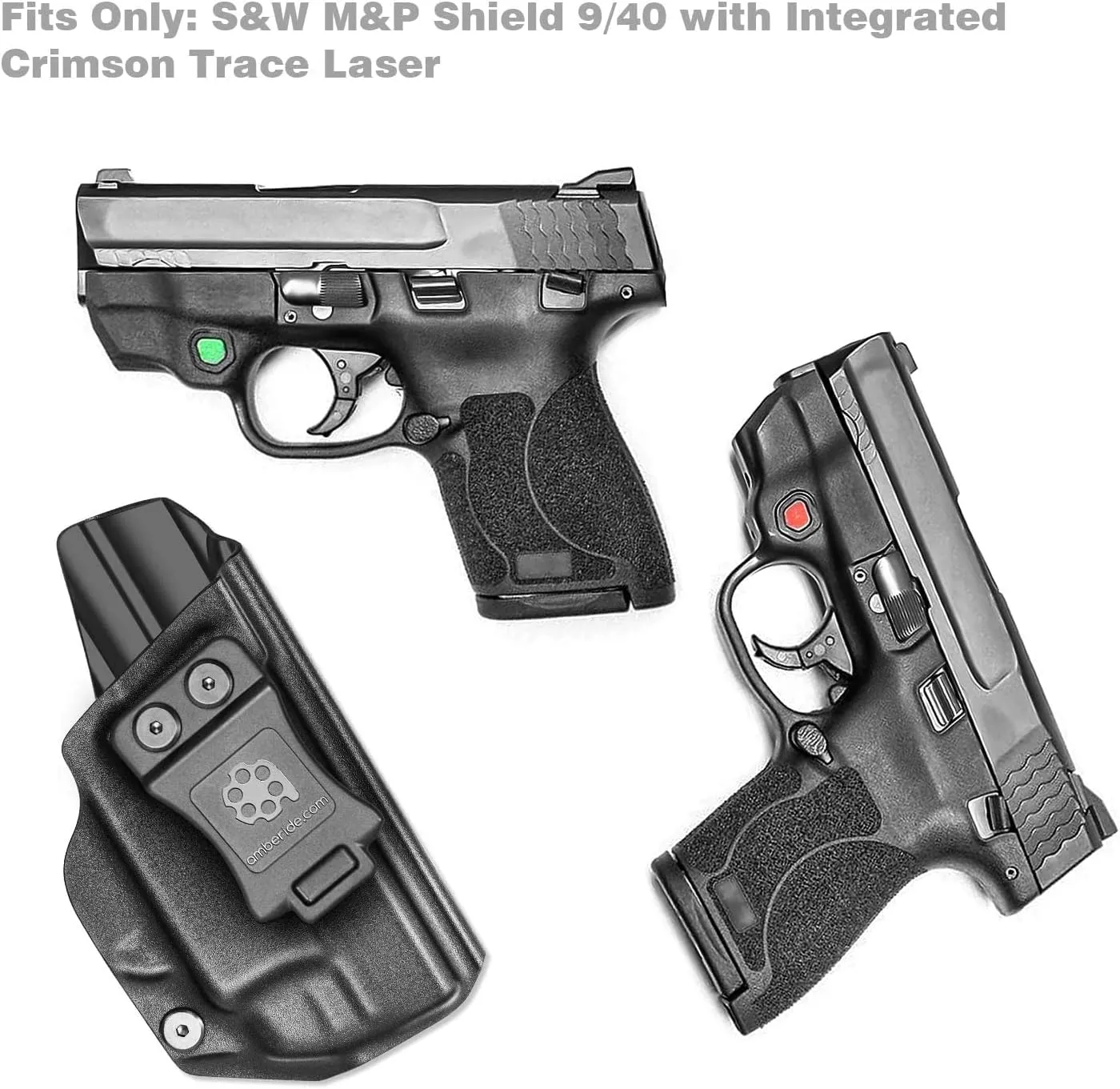S&W M&P Shield M2.0 Integrated Crimson Trace Holster IWB Kydex Holster Fit: M&P Shield M2.0 with CT Laser 9mm/.40 – Inside Waistband Concealed Carry – Adj. Cant & 'Posi-Click' Retention – US Made