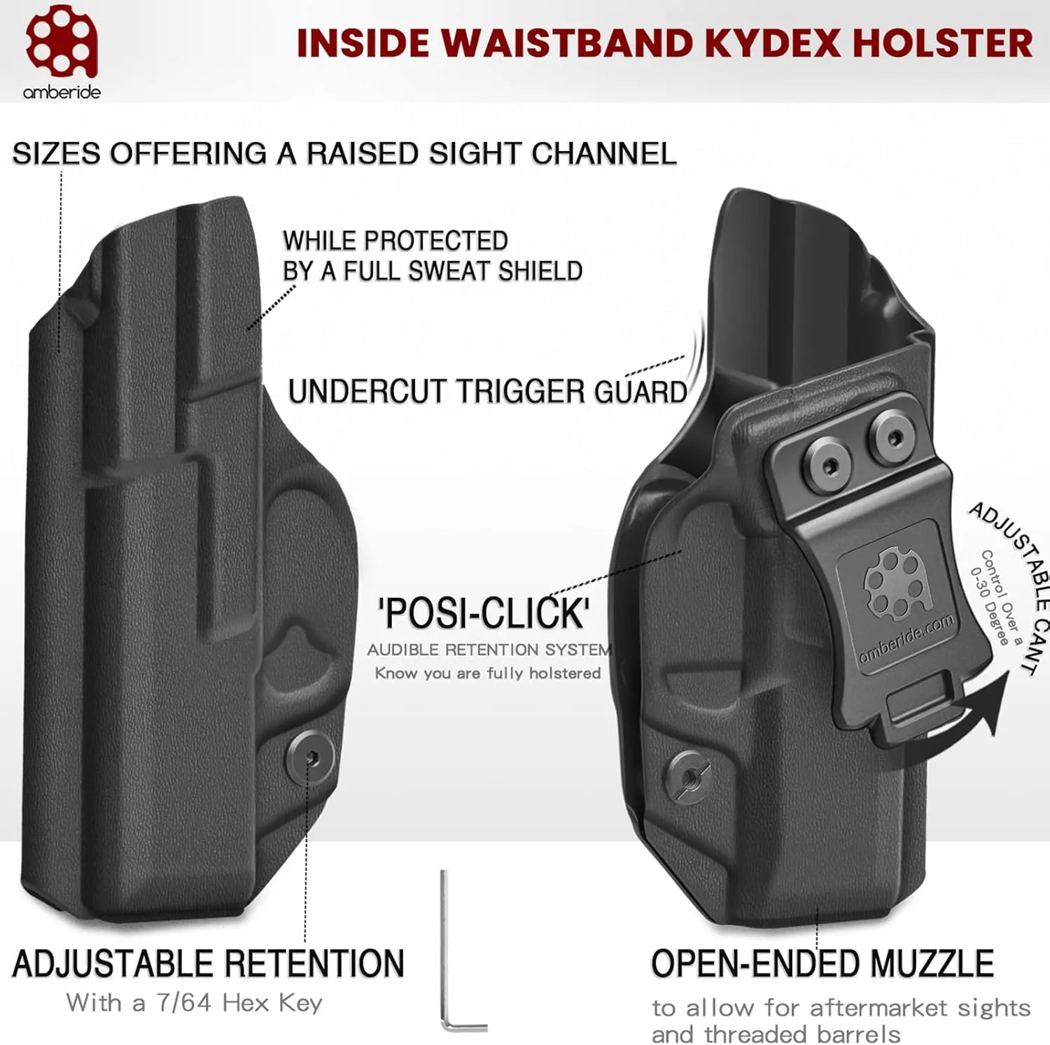 S&W M&P Shield M2.0 Integrated Crimson Trace Holster IWB Kydex Holster Fit: M&P Shield M2.0 with CT Laser 9mm/.40 – Inside Waistband Concealed Carry – Adj. Cant & 'Posi-Click' Retention – US Made