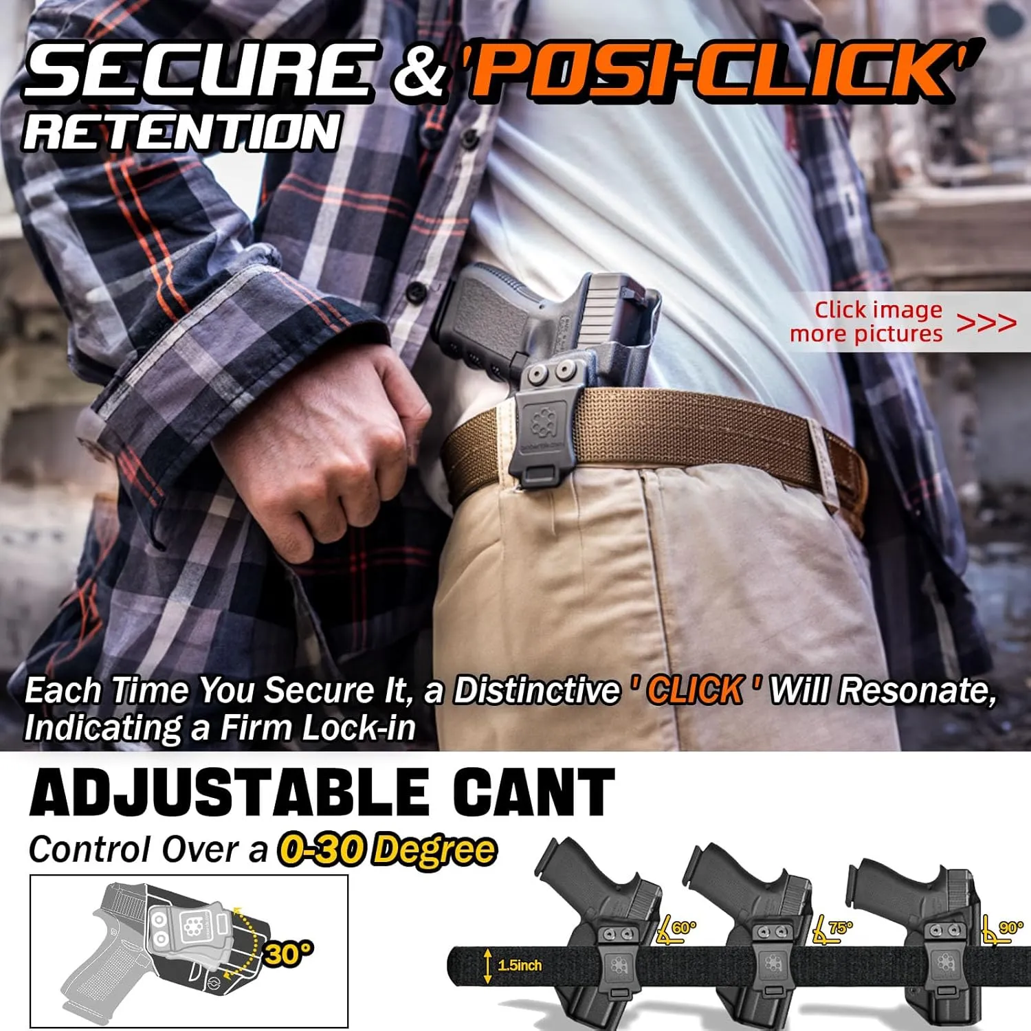 S&W M&P Shield M2.0 Integrated Crimson Trace Holster IWB Kydex Holster Fit: M&P Shield M2.0 with CT Laser 9mm/.40 – Inside Waistband Concealed Carry – Adj. Cant & 'Posi-Click' Retention – US Made
