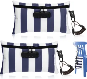 Sanwuta 2 Pack Money Bag with Lock Small Locking Money Bag for Beach Cash Wallet, 6.7 x 11 Inch(Dark Blue, White)