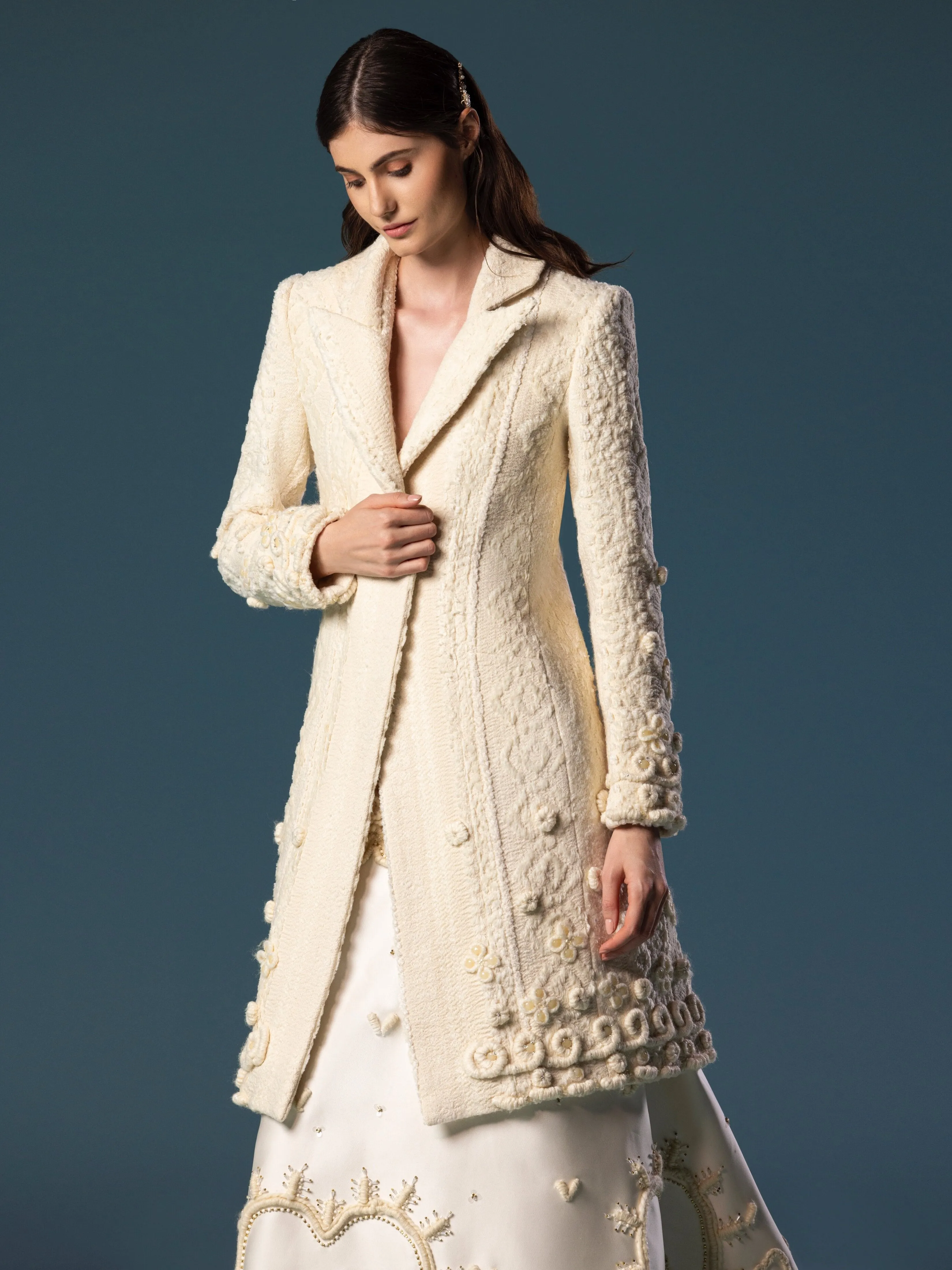Satin beaded skirt with a women beaded jacket