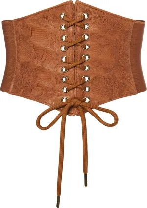 Scarlet Darkness Corset Belts for Women Lace-up Tied Waspie Waist Belt Renaissance Corset