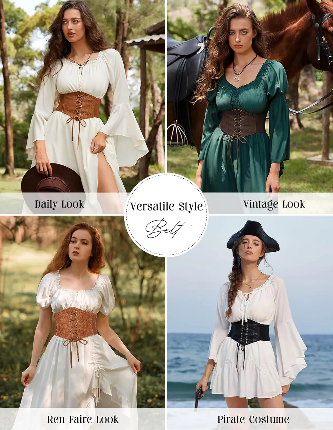 Scarlet Darkness Corset Belts for Women Lace-up Tied Waspie Waist Belt Renaissance Corset