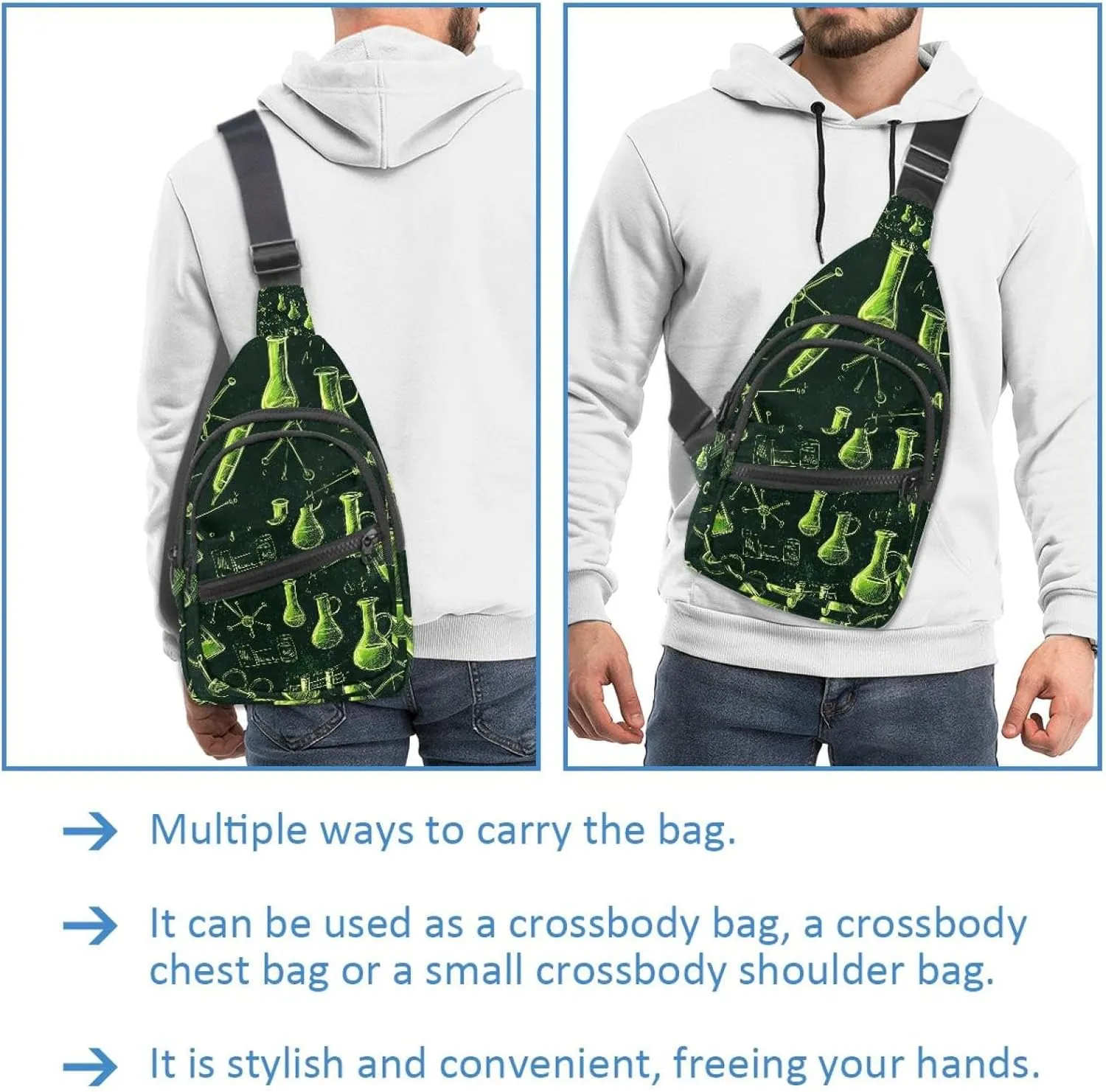 Science icon Crossbody Bag with Adjustable Shoulder Strap, Shoulder Bag for Men and Women Sling Backpack for Travel, Cycling, Work, Sport