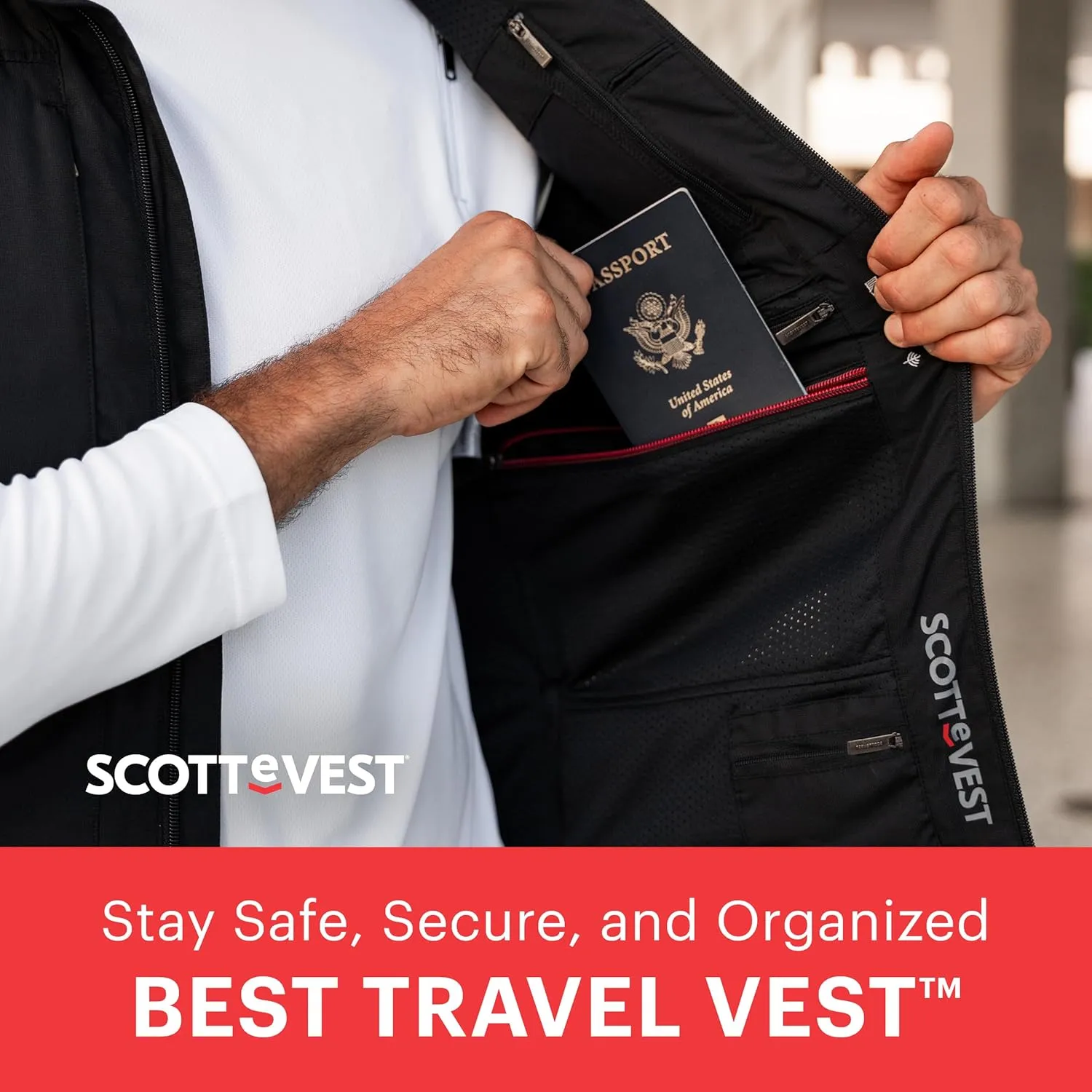 SCOTTeVEST Best Travel Vest for Men - 26 Hidden Pockets - Water Repellent for Travel & More