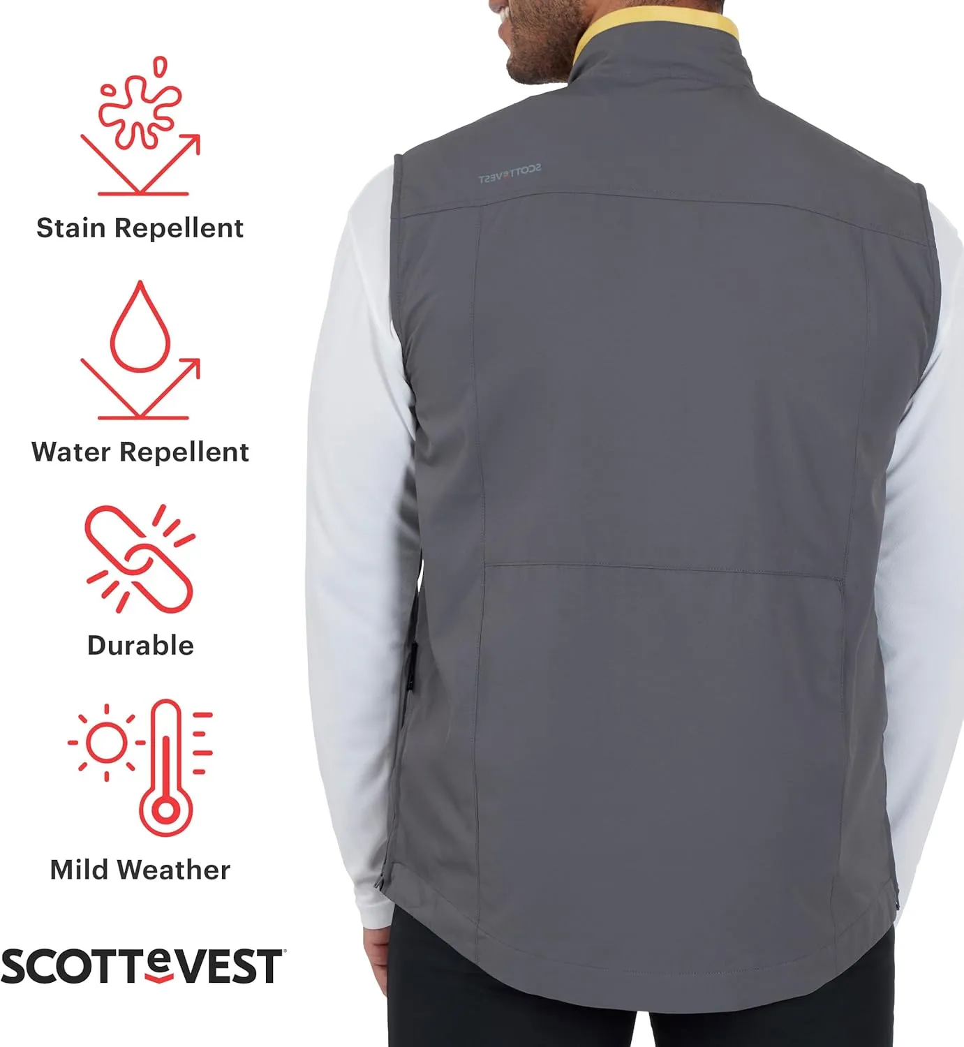 SCOTTeVEST Best Travel Vest for Men - 26 Hidden Pockets - Water Repellent for Travel & More
