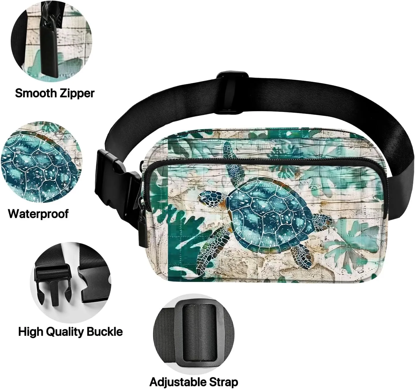 Sea Turtle Fanny Pack for Women Belt Bag Casual Waist Bags for Running Workout Hiking Traveling