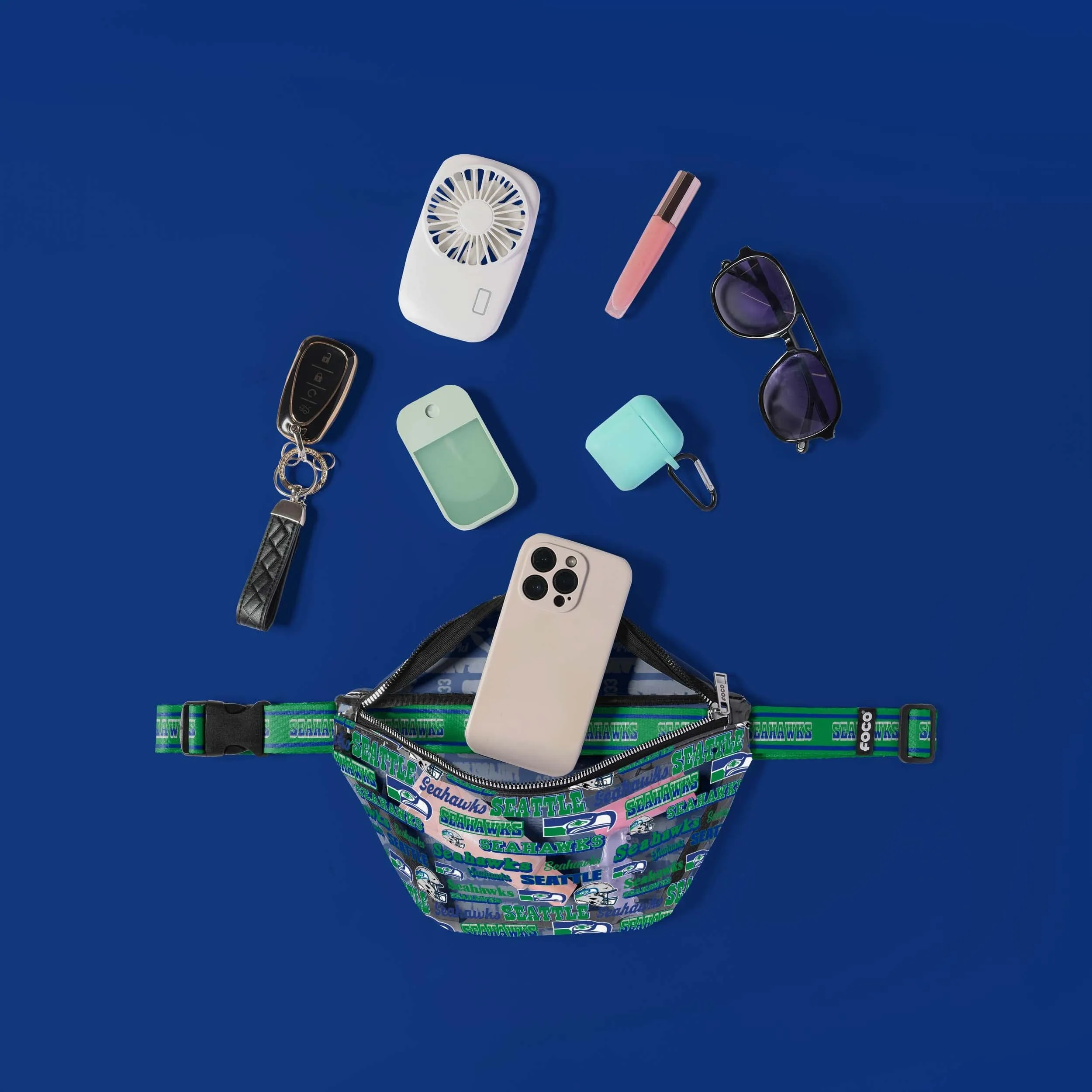 Seattle Seahawks Repeat Retro Print Clear Fanny Pack