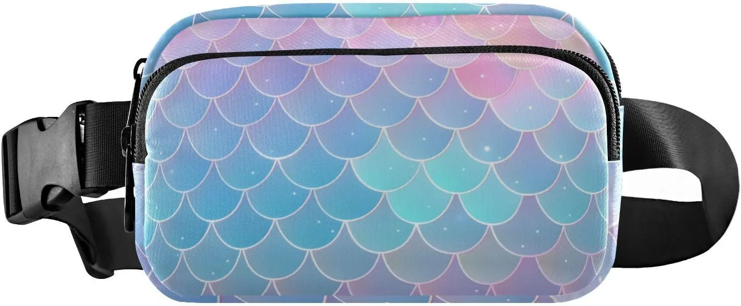 senya Romantic Fish Scales Fanny Pack Crossbody Bags for Women Belt Bag Running Waist Bag with Adjustable Strap