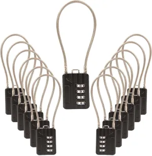 SEPOX® Versatile 12-Piece Resettable 4-Digit Combination Travel Lock Luggage Set – Own Password Set-Up, Extra Long Anti-Cut Vinyl Steel Cable, Ideal for Suitcase, Backpacks, Gym Lockers - Black