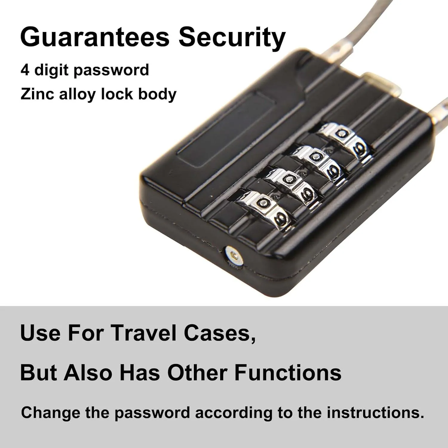 SEPOX® Versatile 12-Piece Resettable 4-Digit Combination Travel Lock Luggage Set – Own Password Set-Up, Extra Long Anti-Cut Vinyl Steel Cable, Ideal for Suitcase, Backpacks, Gym Lockers - Black