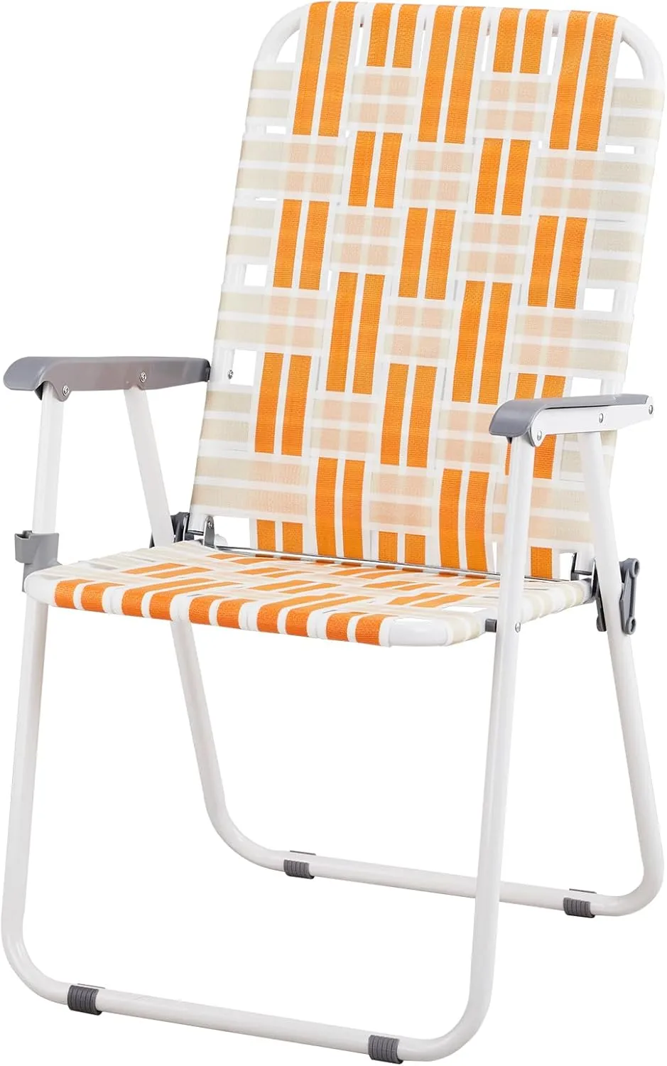 Set of 2 Patio Folding Lawn Chair, Outdoor Beach Portable Camping Chair, Webbed Folding Chair for Yard, Garden,Orange