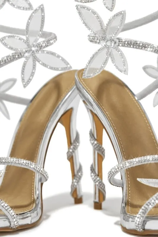 sexytag Diamante Heels Butterfly Wrap Around Strap Fantasy Rhinestone Sparkly Stiletto Heel Sandals