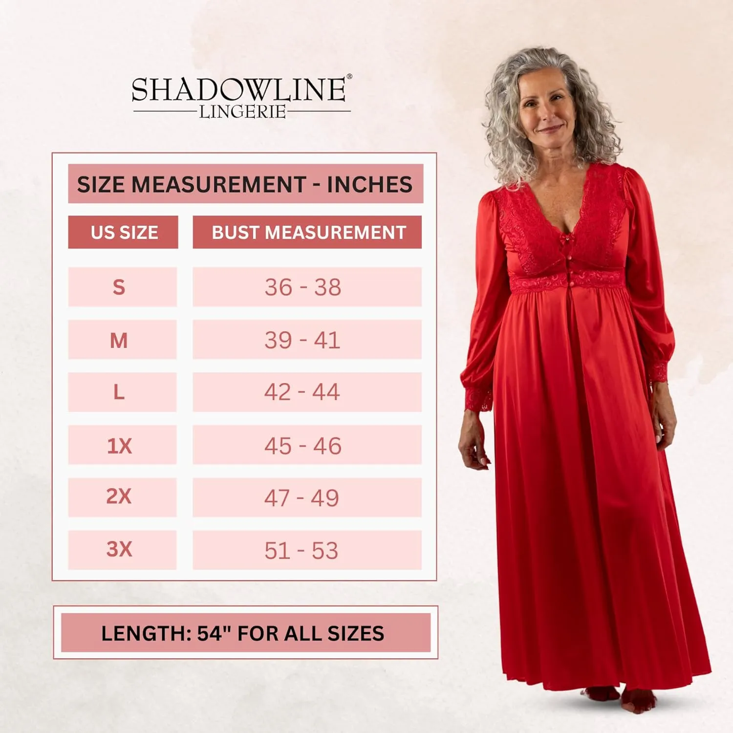 Shadowline Women’s Long Lace Bodice Button Down Robe - 54” Length Robe
