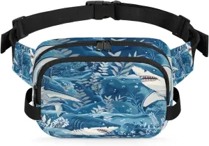 Shark Fanny Packs Belt Bag for Women Man Shark Seaweed Waist Pack Fashion Crossbody Bag Hip Bum Bag with Adjustable Strap for Outdoors Workout Casual Traveling Running Hiking Cycling