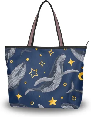 Sharks Tote Bags for Women Purses and Ladies Work Handbags Medium 2 Size Shoulder Bags with Zipper Pockets L
