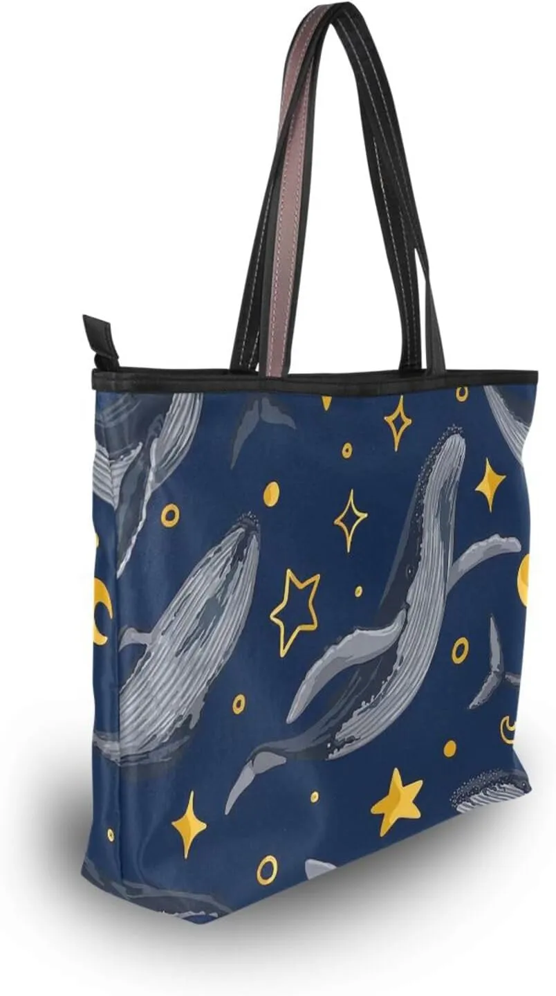 Sharks Tote Bags for Women Purses and Ladies Work Handbags Medium 2 Size Shoulder Bags with Zipper Pockets L