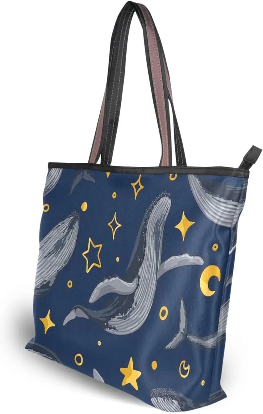 Sharks Tote Bags for Women Purses and Ladies Work Handbags Medium 2 Size Shoulder Bags with Zipper Pockets L