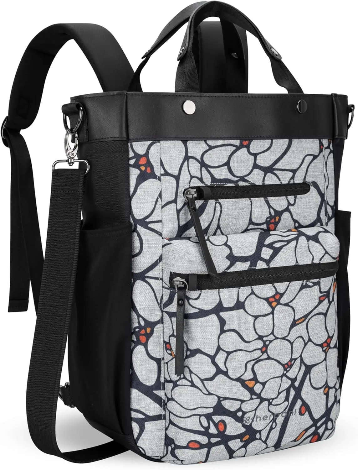 Sherpani Soleil, Anti Theft Convertible Backpack, 3 in 1 Tote Bag, Crossbody Purse, 18L Travel Backpack, Travel Gifts for Women, RFID Protection, Metal Hardware, Fits 15” Laptop (Sakura)