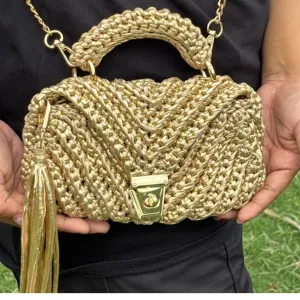 Shiroli Handmade Metallic Gold - Braided Bag