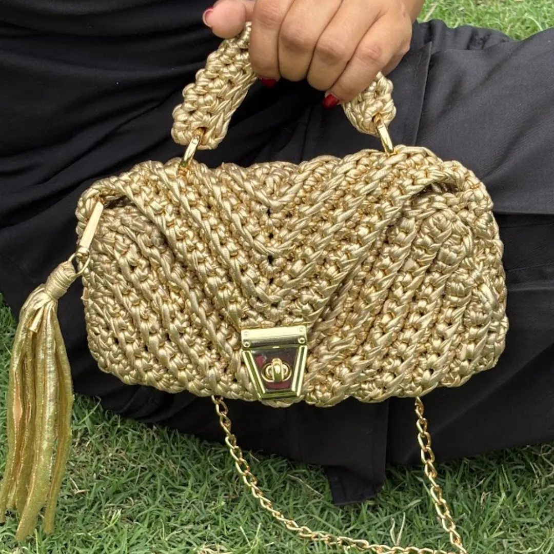 Shiroli Handmade Metallic Gold - Braided Bag