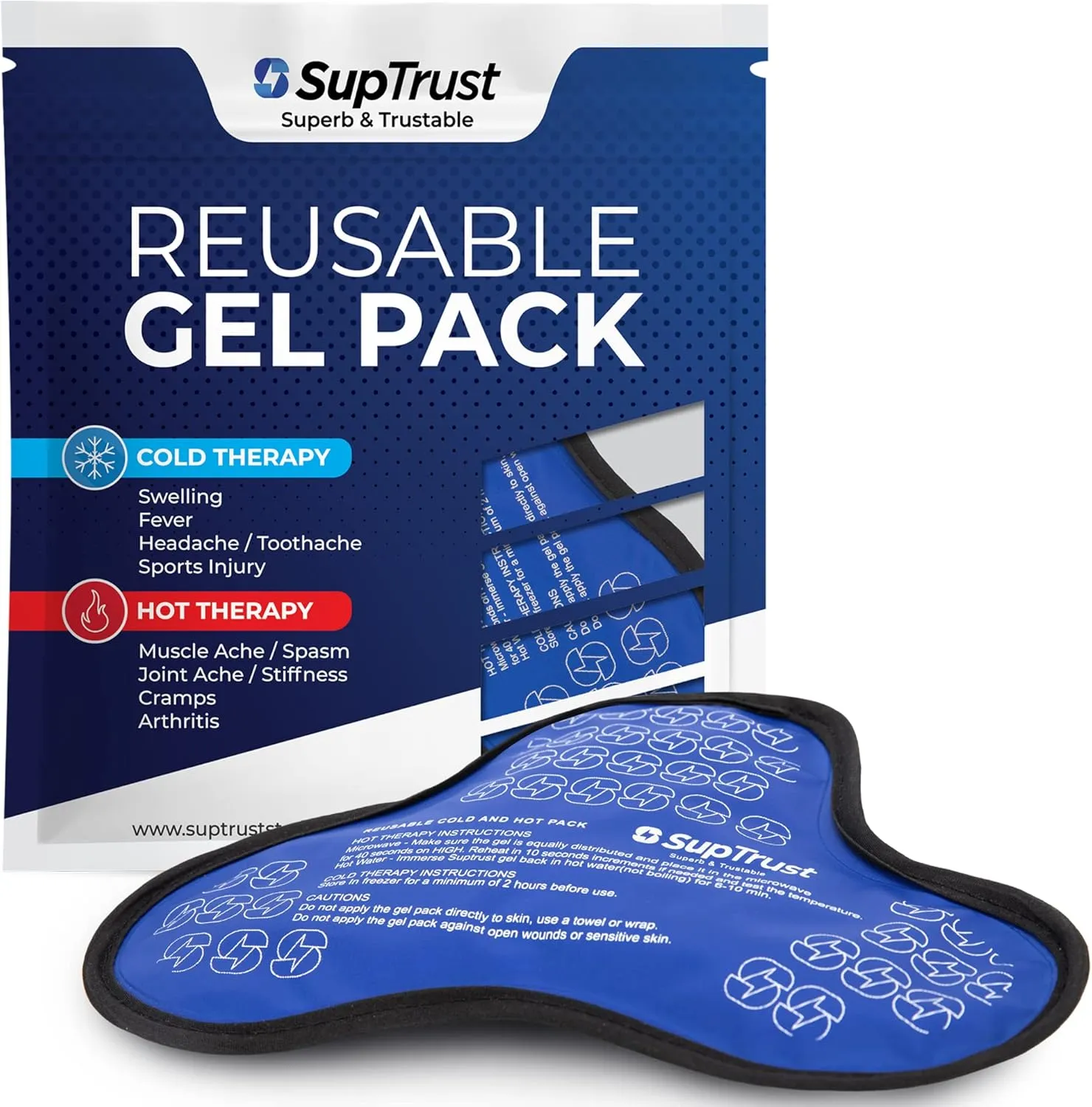 Shoulder Ice Pack for Injuries Reusable: Cold/Hot Therapy Wrap for Rotator Cuff Injuries, Bursitis & Swelling - Gel Ice Pack Reusable Compatible with Suptrust Shoulder Brace for Women and Men