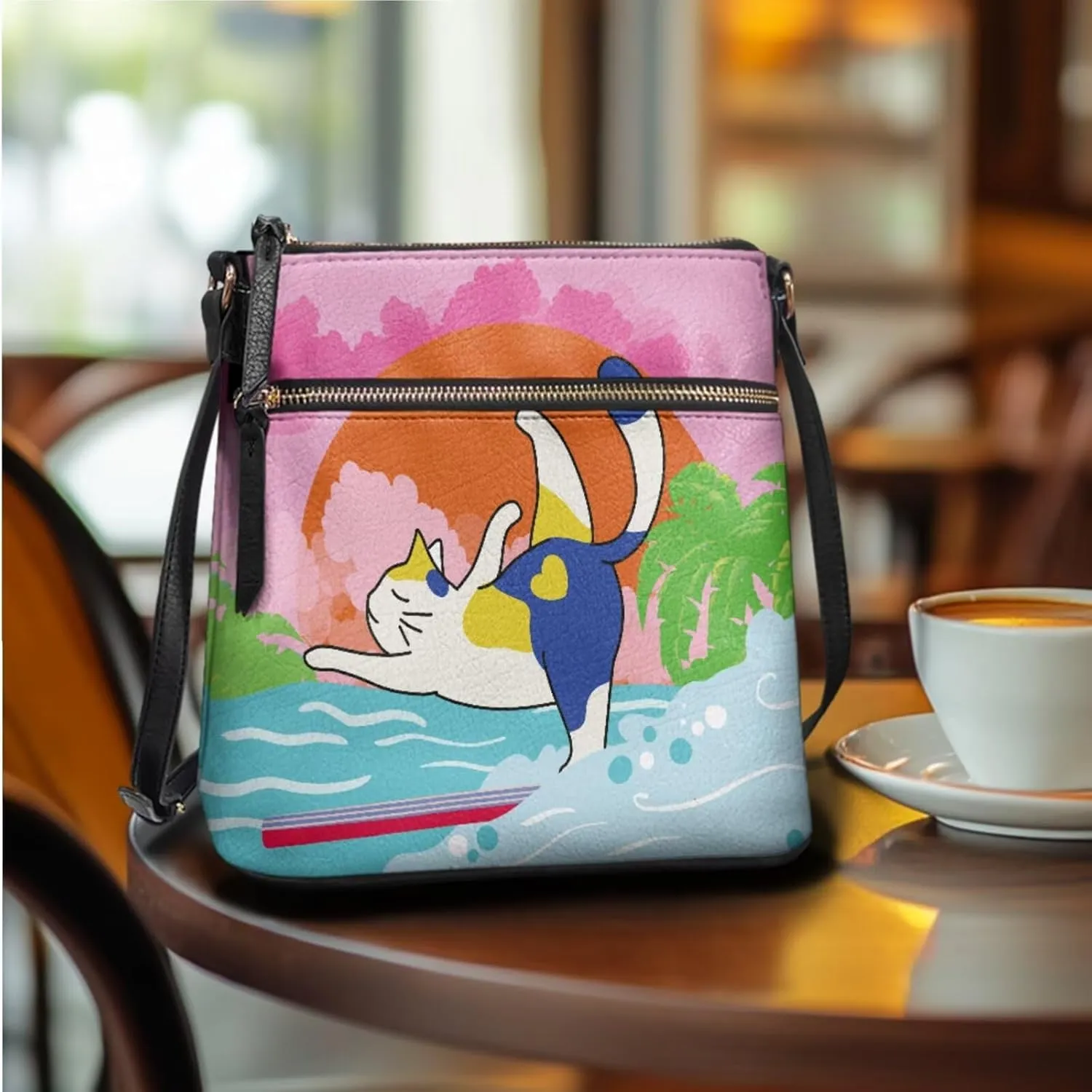 Shoulder Wallet 2Pcs, Leather Shoulder Bags & Belt Wallet with Ribbon Set of 2 Lightweight for Travel & Shopping