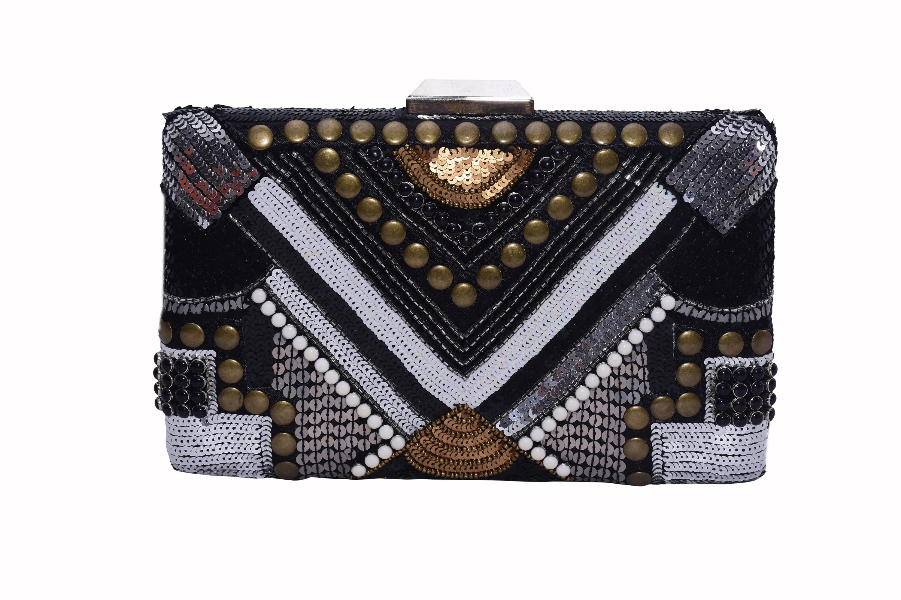 Signature Embroidered Box Clutch
