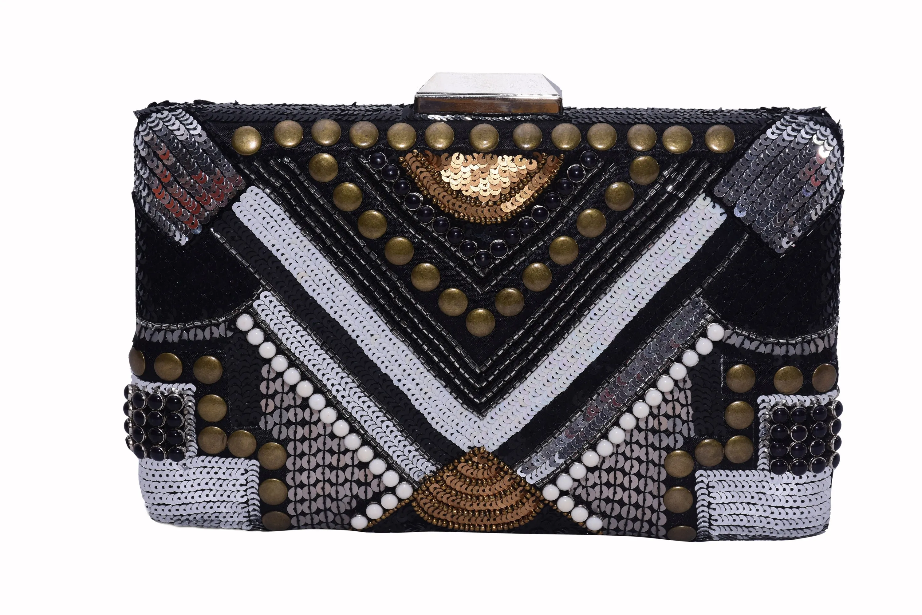 Signature Embroidered Box Clutch