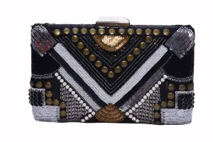 Signature Embroidered Box Clutch