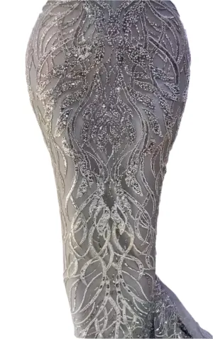 Silver Beaded Lace - 5 Yards