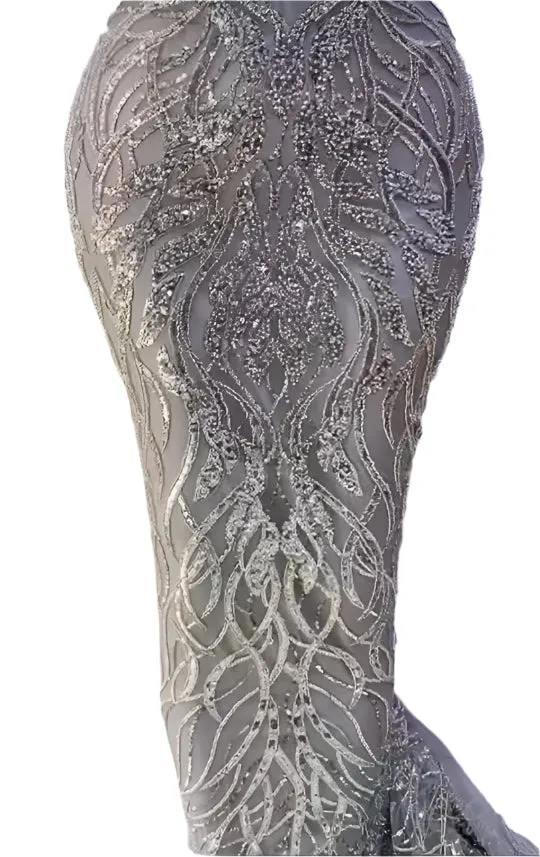 Silver Beaded Lace - 5 Yards