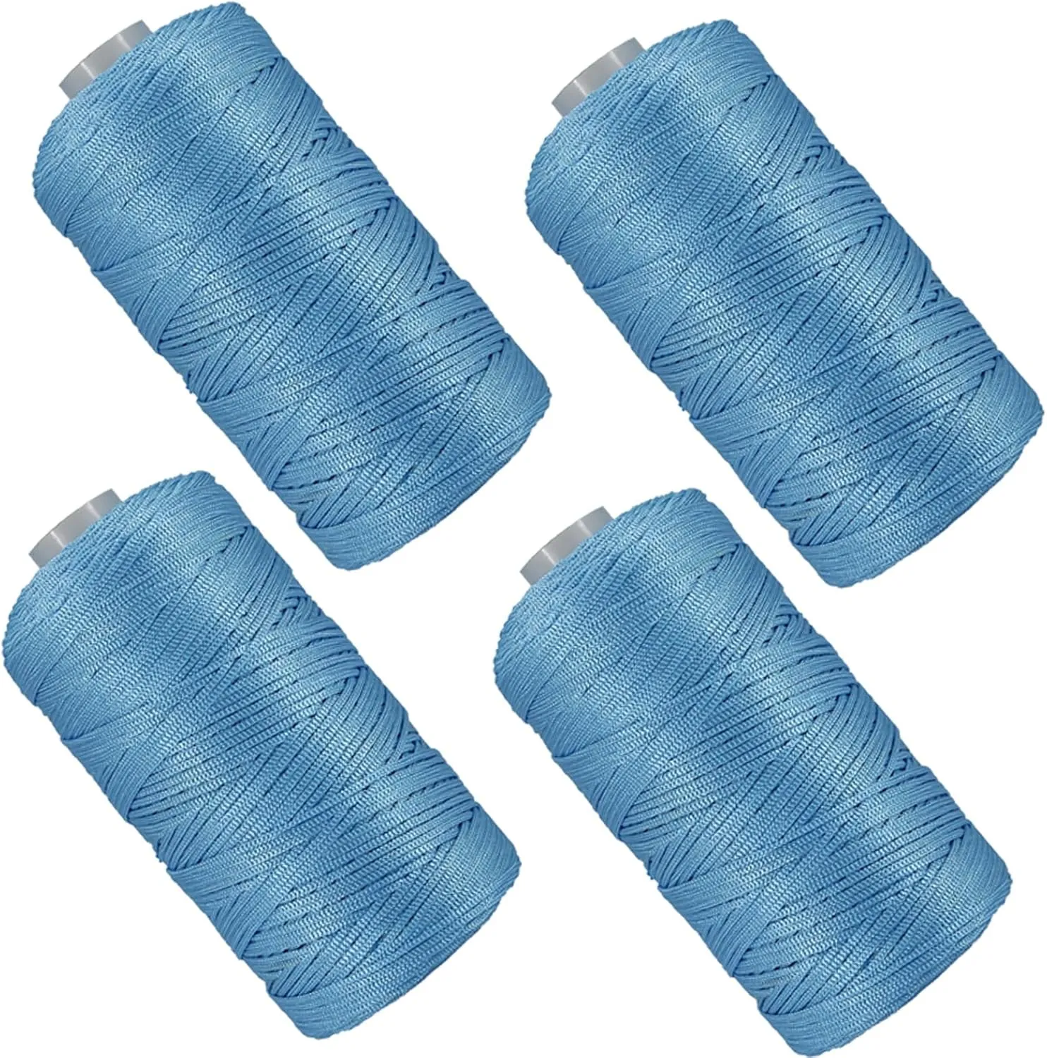 SIMEIQI 4 PCS 400g Summer Sun Hat Yarn for Crocheting, Ice Linen Silk Hand Knitting Light Body Yarn, Polyester Hollow for DIY Summer Cool Hat Shoes Bags Cushions (Blue)