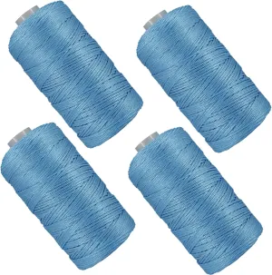 SIMEIQI 4 PCS 400g Summer Sun Hat Yarn for Crocheting, Ice Linen Silk Hand Knitting Light Body Yarn, Polyester Hollow for DIY Summer Cool Hat Shoes Bags Cushions (Blue)